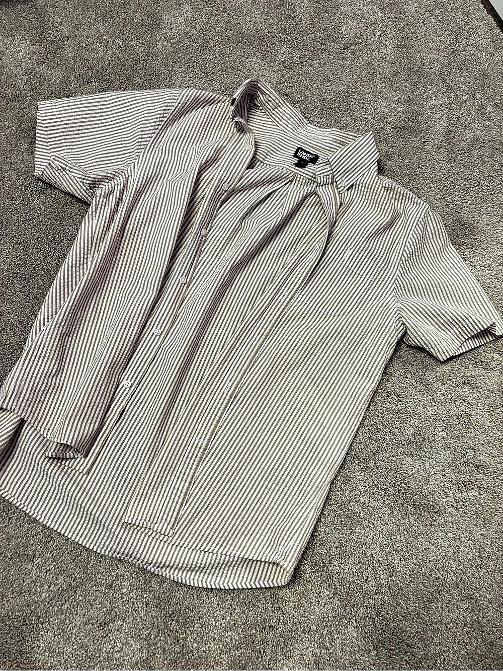 Lands' End Men's Striped Cotton Shirt Size Large